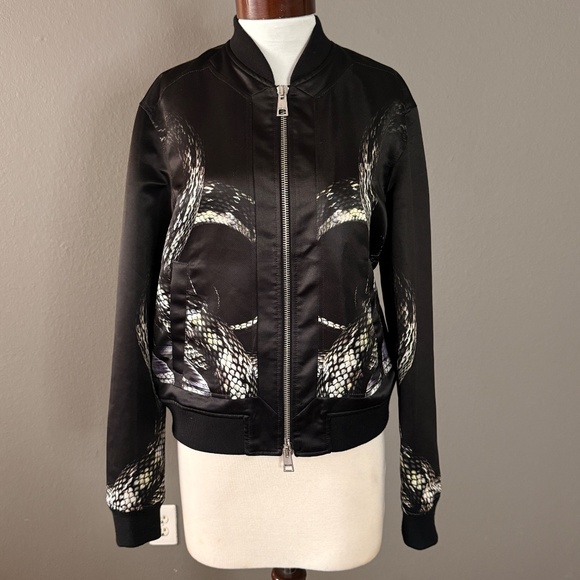 Just Cavailli Men's Python Snakeskin Printed Black bomber Jacket Sz 50 / M - Picture 11 of 11